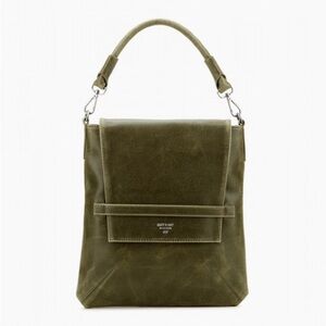 Matt & Nat Riley Olive Green Vegan Leather Messenger Hobo Bag